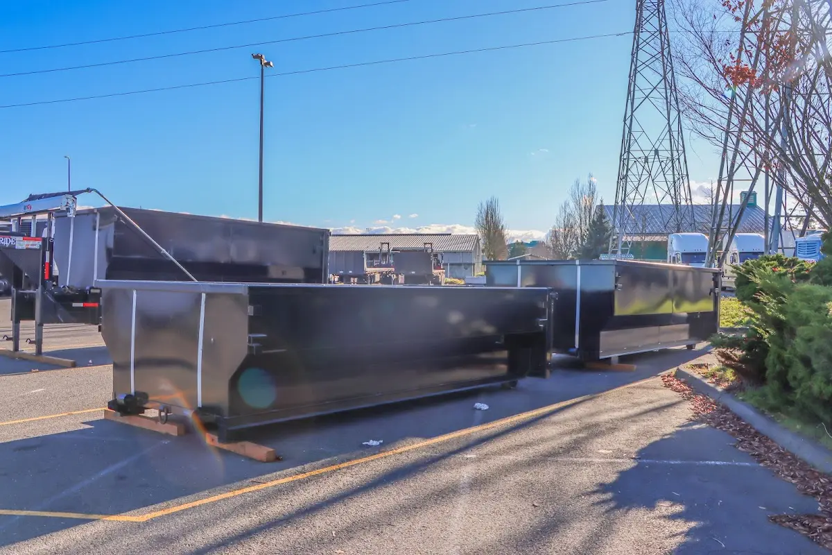 Roll-off dumpster ready for waste disposal at job site for Demolition Dumpster Rental in SeaTac